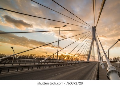 Sunset on the bridge in Rzeszów