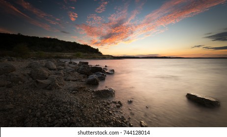 Sunset On Canyon Lake In Texas