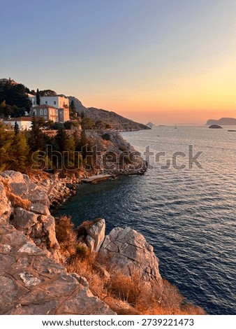 sunset on the cliffs of Hydra - Greece