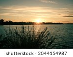 Sunset on Columbia river in Washington State