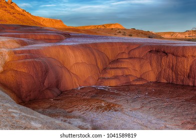 Sunset On Crystal Geyser In Utah