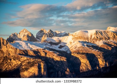Sunset on The Dolomites and Val Gardena in South Tyrol from Passo Sella - Shutterstock ID 1333988372