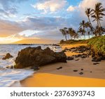 Sunset on The Golden Sand of Mokapu Beach, Wailea, Maui, Hawaii, USA