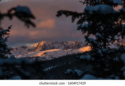 Sunset On The Gore Range In Colorado