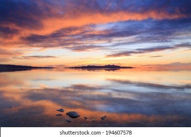 Sunset On The Great Salt Lake, Utah.