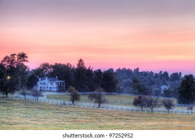 Sunset on a horse farm