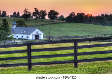 Sunset on a horse farm