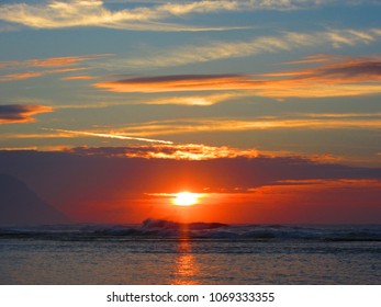 Sunset on kauai beach