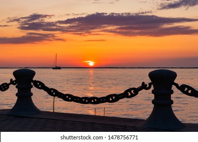 Sunset On Lake Erie In The Great Lakes Region