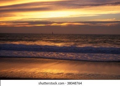 Sunset On Lake Michigan Beach