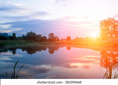 Sunset On The Lake In The Summer, Background