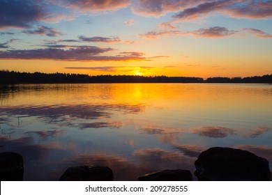 Sunset on the lake Vuoksa - Powered by Shutterstock