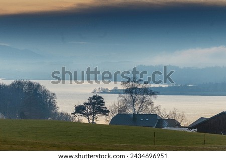 Lake Wallersee in austria at sunset
