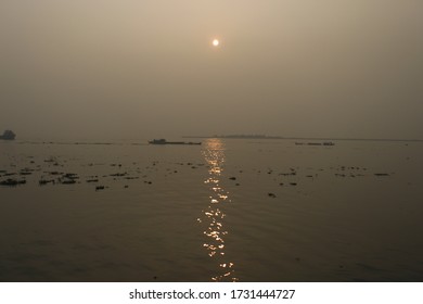 Sunset On Meghna River In Bangladesh