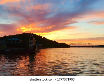 Sunset On The Mississippi River In Hannibal MO