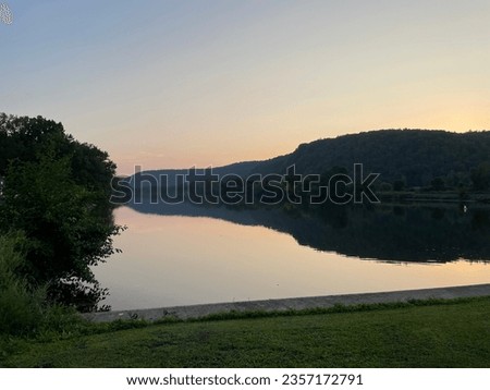 Sunset on the Mohawk River part of the Erie Canal in New York State