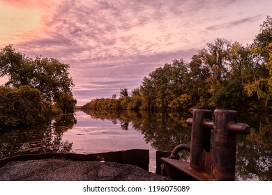 Sunset On Mohawk River In Utica, New York