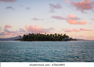 Sunset On A Motu Near Raiatea