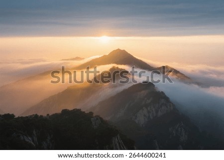 Sunset on Mountain Peak background design natrue