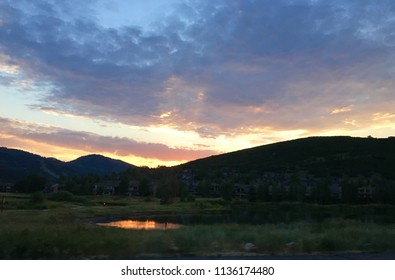 Sunset On Mountains In Deer Valley, Utah