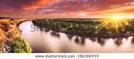 Sunset on the Murray River, South Australia Stock foto © 