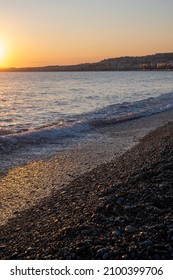 Sunset On Nice Beach In Winter