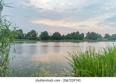 Sunset On Nogat River In Malbork, Poland.