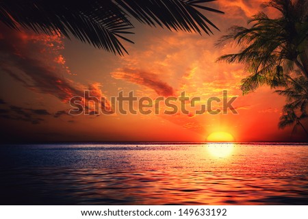 Sunset on the ocean, abstract environmental backgrounds