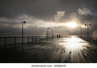 sunset on a pier