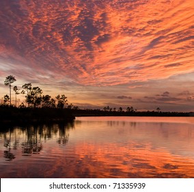 Sunset on Pine Lake. Everglades NP. Florida
