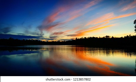 Sunset On The Pine River In Central Michigan.