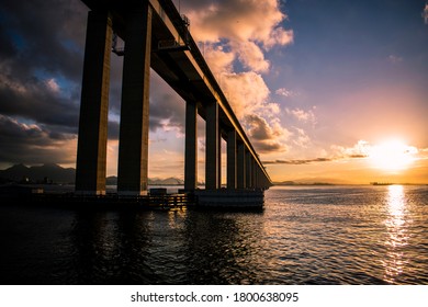 Sunset On The Rio Niteroi Bridge 