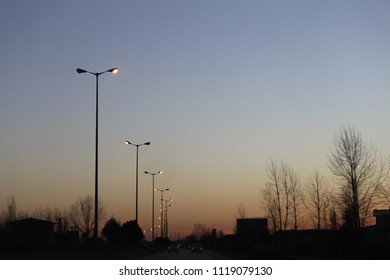 sunset on the road