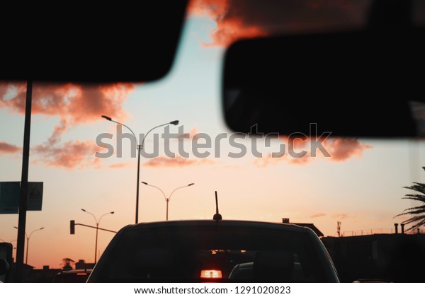 A sunset on the\
road