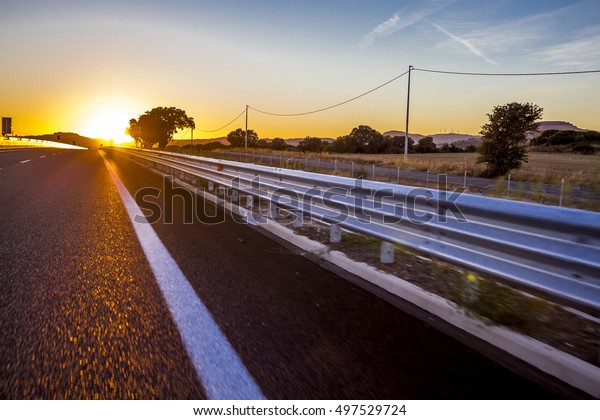sunset on the\
road