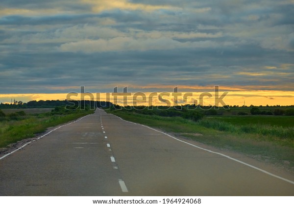 Sunset on the road to\
Blagoveshchensk