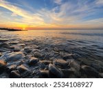 Sunset on the rocky Lake Erie Beach