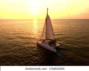 Sunset On Sailing Catamaran At Promthep Cape PHUKET.