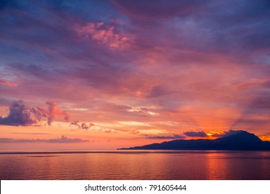 Sunset On The Sea, Golden Hour On The Sea, Sunset On Island, Sun Rays