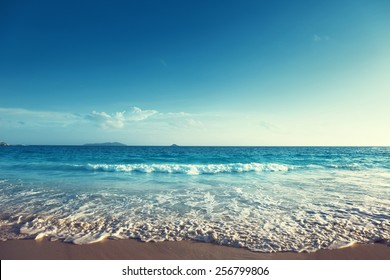 Sunset On Seychelles Beach