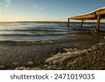 sunset on the shore of the Sea of ​​Azov in autumn