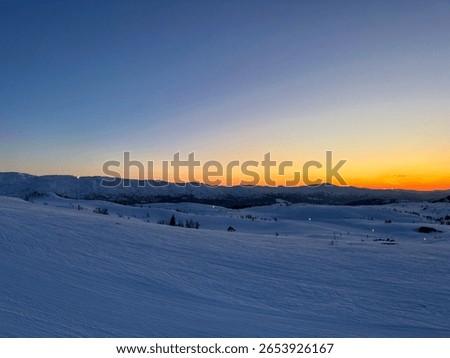 Sunset on a ski slope in Voss, Norway