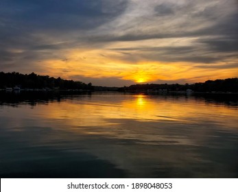 Sunset on small Michigan Lake while Fishing