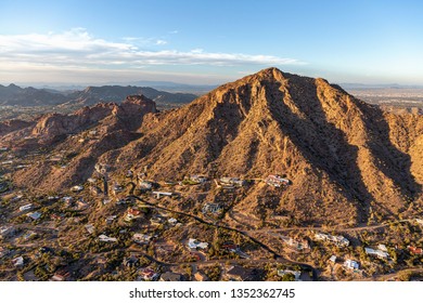 Sunset on the south face of Camelback Mountain in Phoenix, Arizona
