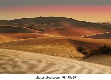 Sunset On Thar Desert In India
