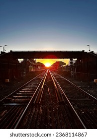 Sunset on the train tracks
