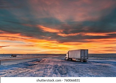 Sunset On The Truck Stop