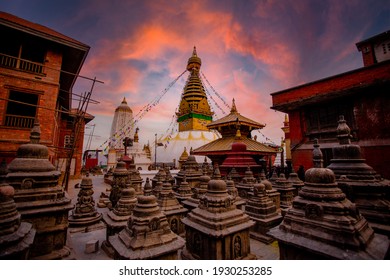 Sunset on a very special holiday at Swayambhunath.