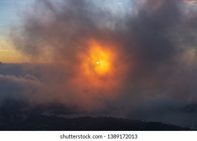 sunset on the volcano in bali