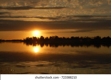 Sunset On The Volga River, Russia, Astrakhan